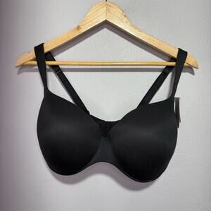Auden Lightly Lined Demi Coverage Underwire Bra 42C Black Smoothing Adjustable